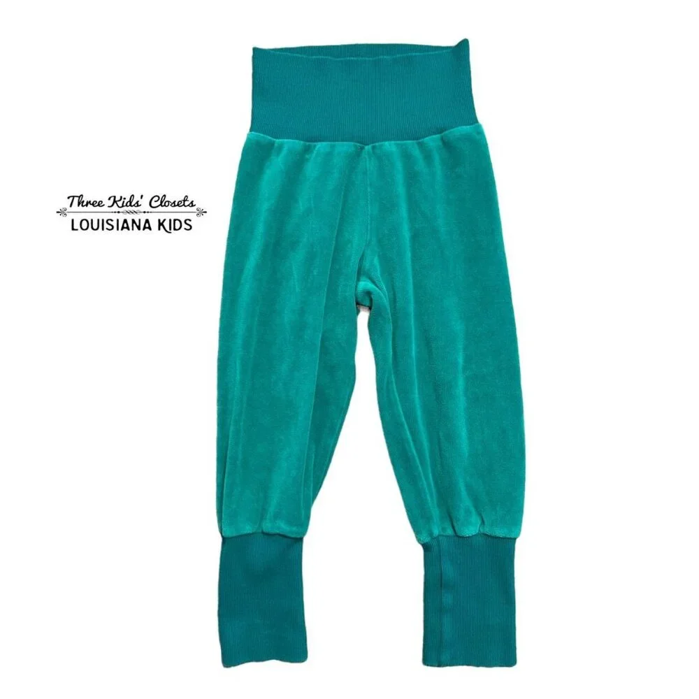 Maxomorra 3-4Y Rib Velour Turquoise Pants